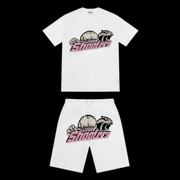 Trapstar Shooters Short Set White/Pink